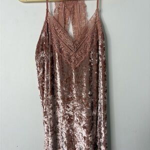 Easel Backless Velvet tank in Rose Pink